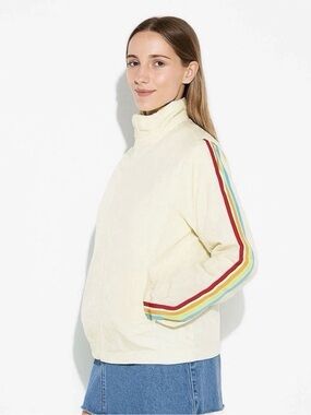 Pride Cream Lightweight Jacket with Rainbow Stripe Sleeves